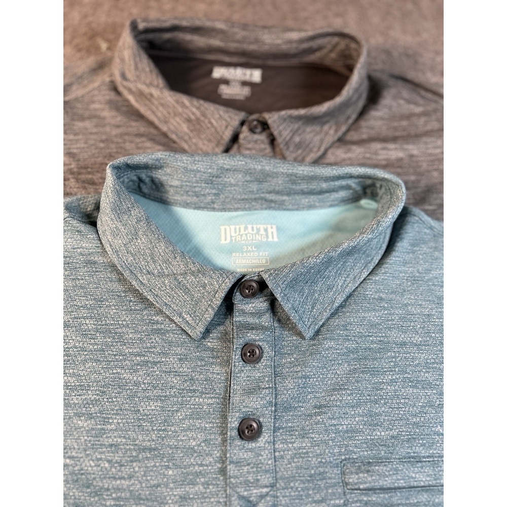 Lot Of 2 Duluth Trading Armachillo Gray Polo Shirt 3XL Cooling Relaxed Fit